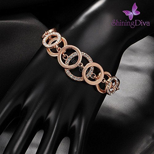 Shining Diva Fashion Latest Collection Gold Plated Combo of 2 Bracelet for Women and Girls (Rose Gold) (cmb285_8306b_9556b)