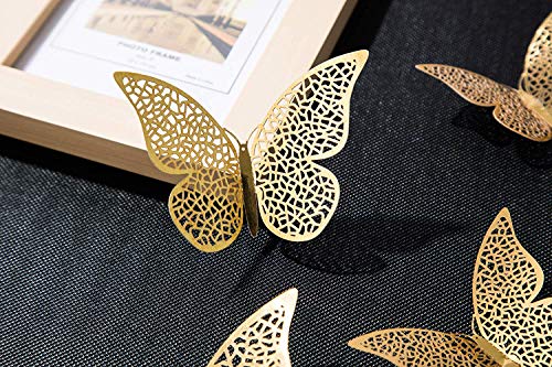 Xtore® 12pcs 3D Home Decor Butterfly with Sticking Pad (Shimmer Golden, Set of 12)