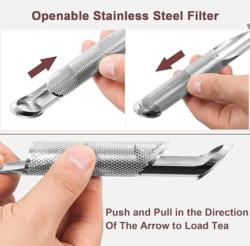 Catchex Sliding Tea Strainer Infuser for Loose Tea - Stainless Steel Tea Diffuser for Tea, Coffee, Seasonings, Spices