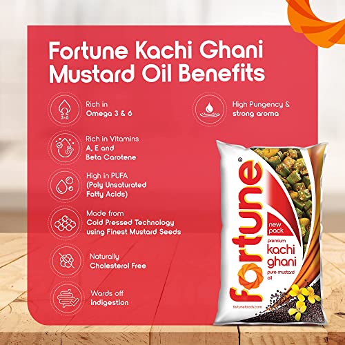 Fortune Premium Kachi Ghani Pure Mustard Oil, 1 ltr pouch