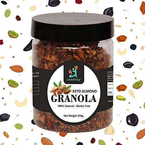 Leanbeing Keto Granola Nutty Almond 250G | Low Carb Cereal, Gluten & Grain Free- Low Fat, High Protein Keto Cereals Energy Snack