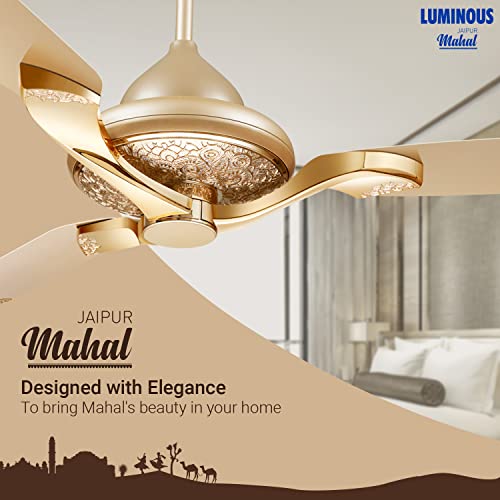 Luminous Jaipur Mahal 1320mm Designer Ceiling Fan for Home and Office (2 Year Warranty, Thar Gold)