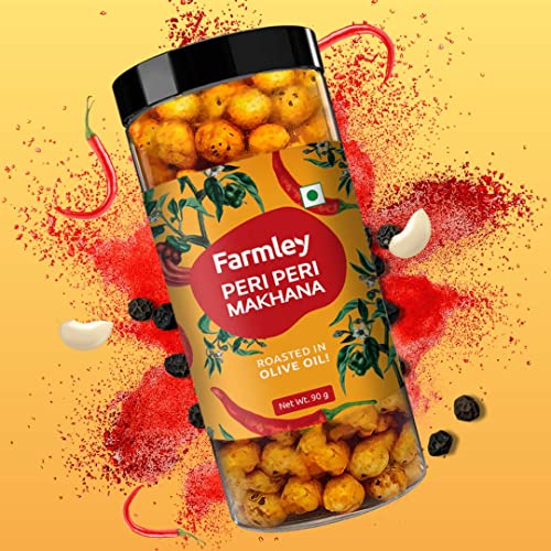 Farmley Roasted & Flavored Makhana- Minty Pudina, Peri Peri, Tangy Tomato, Cream & Onion (Pack of 4, 90 g Each)