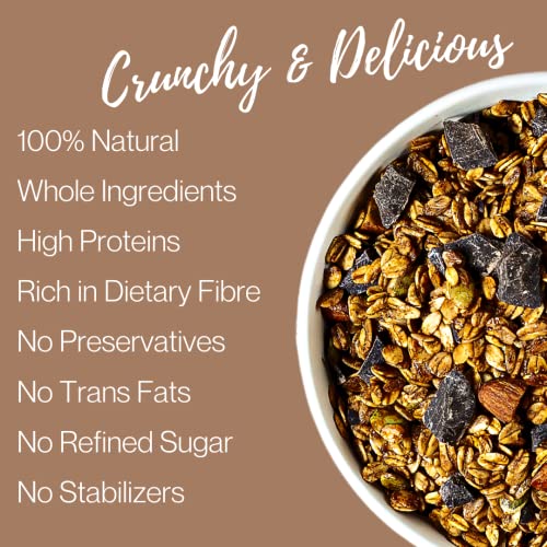 JAGGERY BOX Hazelnut Chocolate Granola, All Natural Handmade Healthy Delicious Vegan Breakfast Cereal No Preservatives | Gluten Free High Fibre Crunchy Muesli 1Kg