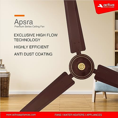 ACTIVA 390 RPM 1200mm High Speed BEE Approved 5 Star Rated Apsra Brown Ceiling Fan -2 Years Warranty