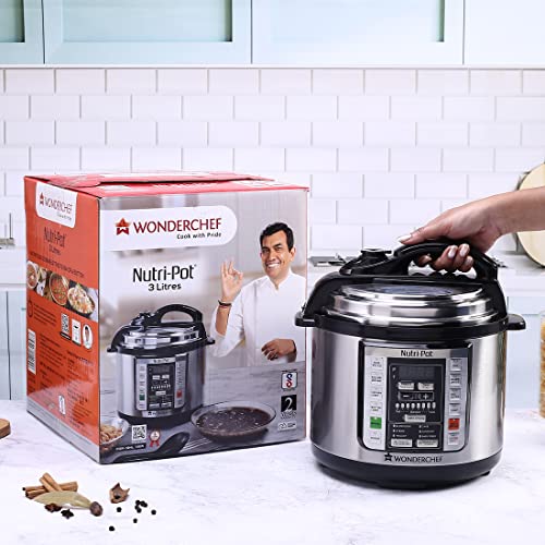 Wonderchef Nutri-Pot Electric Pressure Cooker with 7-in-1 Functions|18 pre-set functions|Pressure Cooking, Saute/Pan Frying, Slow Cooking, Yogurt Making, Steaming, Warming & Rice Cooking |3L capacity