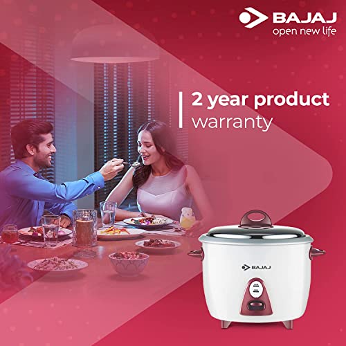 Bajaj Majesty New RCX 3 Multifunction Rice Cooker with Keep Warm Function, 1.5 Liters, 350W, White and Pink