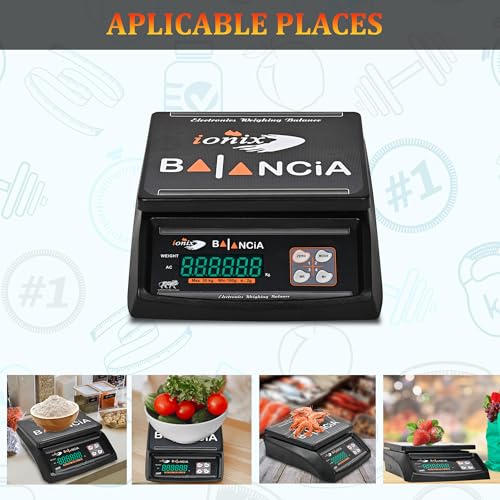 IONIX Made In India, Dual Display Weight scale with 1 Year Warranty & 8 hours battery Backup 30 kg capacity, Weight Machine for Shop | Weighing Machine | Weighing Machine for Shop 1 Piece, Black