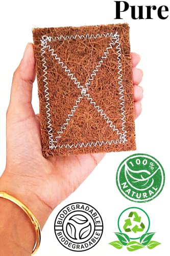 Pure Coconut Coir Scrub| Natural Coir Stitched Scrubber for Kitchen, Utensils, Dishes | Eco-Friendly Coir Bath & Body Scrub pad | Pack of 5