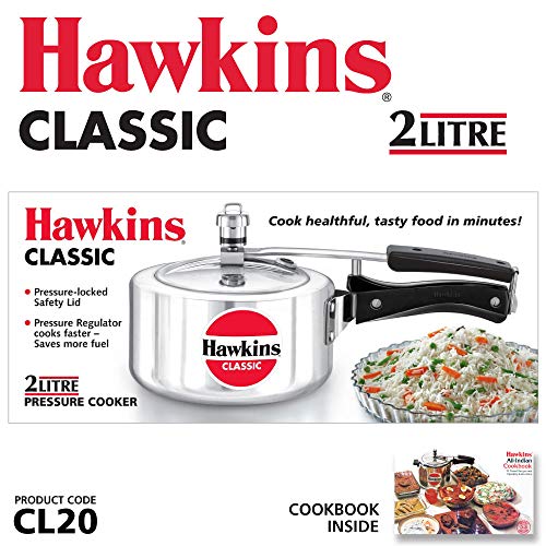 Hawkins Classic Aluminium Inner Lid Pressure Cooker, 2 Litre, Silver (CL20)