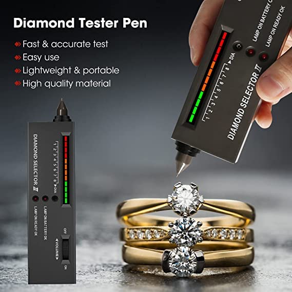 Professional Diamond Selector II, Gold Testing Pen Portable Electronic Gemstone Tester Tool for Agate Ruby Jade