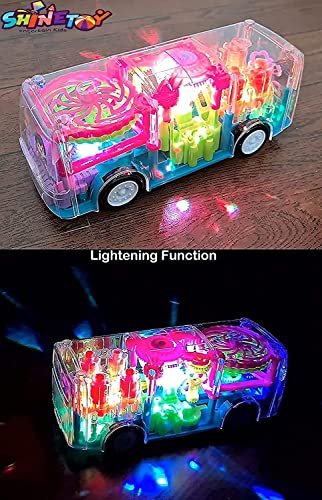 India Toy Concept Transparent Car Toy with Colorful Light and Charming Music Car with Colorful Moving Gears, Music Toy for Boys Girls Kids, Great Birthday Gift (Concept Bus)