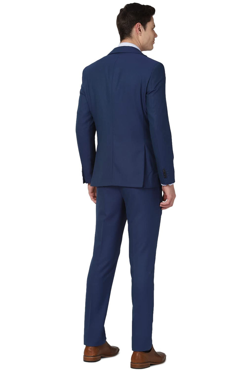 Peter England Men's Polyester Blend Three Piece Suit (PIS3ONSFM18198_Navy_40)