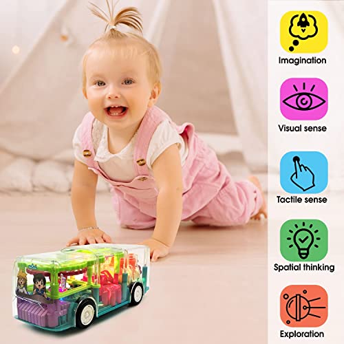 India Toy Concept Transparent Car Toy with Colorful Light and Charming Music Car with Colorful Moving Gears, Music Toy for Boys Girls Kids, Great Birthday Gift (Concept Bus)