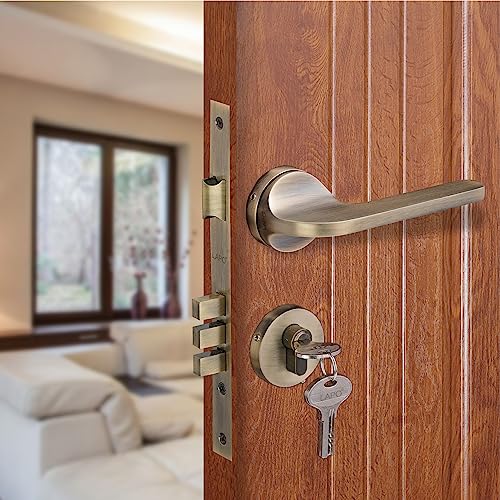 LAPO Luxury Door Locks for Main Door| Door Lock for Bedroom/Mortise Door Lock Set/Door Lock Handle Set with 3 Brass Key for Home/Office/Hotel (Antique Finish) Ro-127