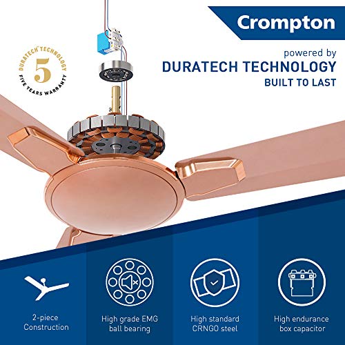 Crompton New Aura Prime 1200 mm (48 inch) High Speed Anti Dust Ceiling Fan with Duratech Technology (Rose Gold)