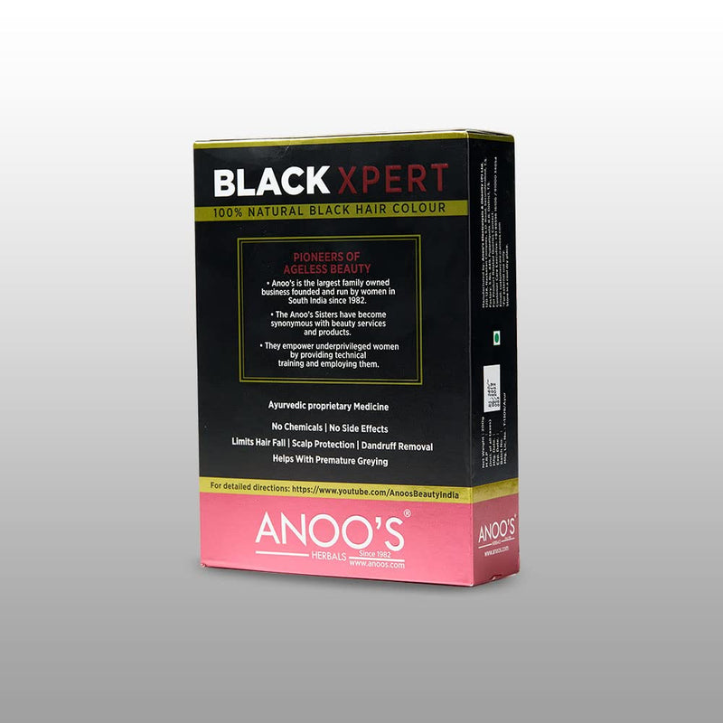 Anoo's Black Xpert 100% Black Hair Color (HENNA + INDIGO) -No Chemicals No Side Effects - Ayurvedic Propretary Medicine- Helps With Premature Greying