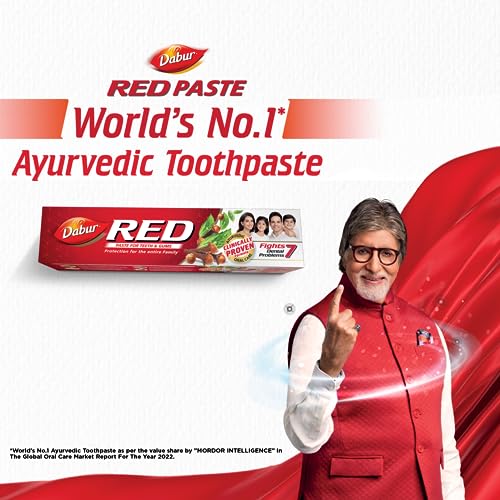 Dabur Red Toothpaste -800g (200gX4) | World's No.1 Ayurvedic Paste | Fluoride Free | Helps In Bad Breath Treatment, Cavity Protection, Plaque Removal | For Whole Mouth Health | Power Of 13 Potent Ayurvedic Herbs