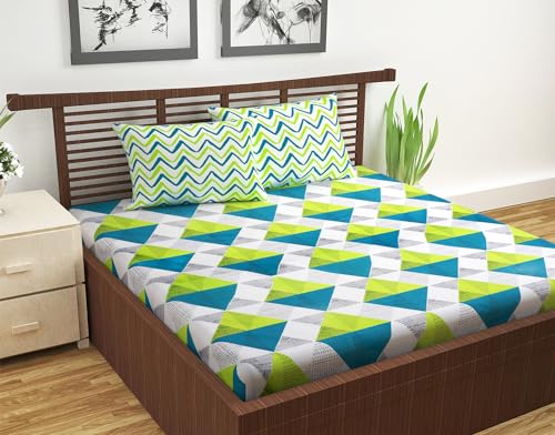 Divine Casa 144 TC Cotton Rocca Print Mix N Match Bedsheet Set for Double Size Bed Durable Sheets - Love Bird