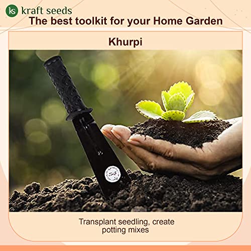 Kraft Seeds Gardening Khurpi for Small Pots - 1 PC (Metal, Black) | Khurpi Gardening Tools for Soil | Gardening Tools for Your Tool Kit | Rust-free Khurpi for Garden | Plant Tool for Digging in Garden