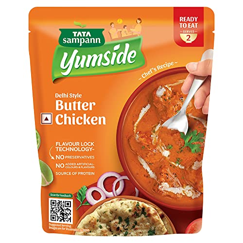 Tata Sampann Yumside Delhi Style Butter Chicken, Just 60 seconds to heat, NO Preservatives, NO Added Artificial - Colours, Flavours, Ready To Eat Meal, Serves 2 Pax, 285g