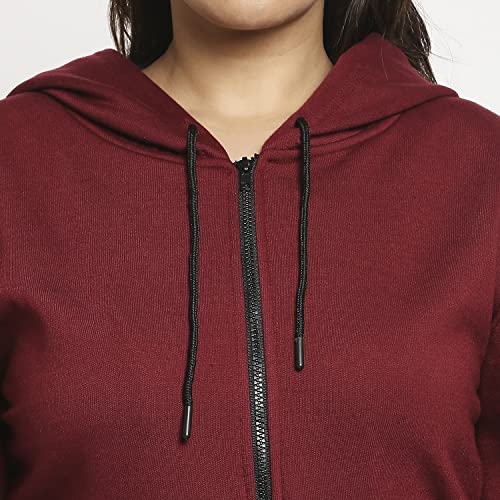 Wear Your Opinion Women's Fleece Hooded Neck Hoodie (WYO004773ZIPPLUS-F-2XL-Maroon_Maroon_2XL)