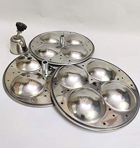 3 Plates Stainless Steel Heavy Quality Idli Stand | Idli Maker Makes 12 Large Size Idlis at Once| Holes for Pressure Cooker, Edly Stand for Home and Kitchen - idlyP23U