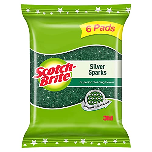 Scotch-Brite Silver Sparks Scrub Pad 2.75x4 (Pack of 6)