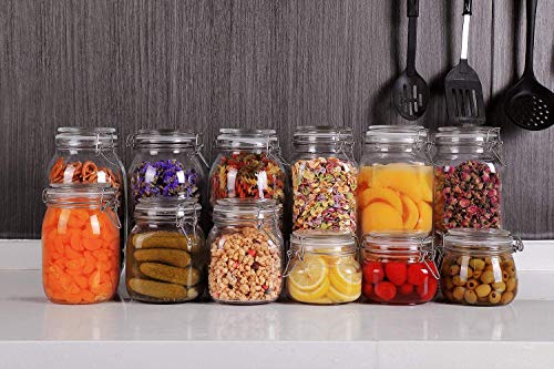 STAR WORK Air-Tight Mason Glass Jars with Buckle Lids for Home (1500ml, Set Of 4)