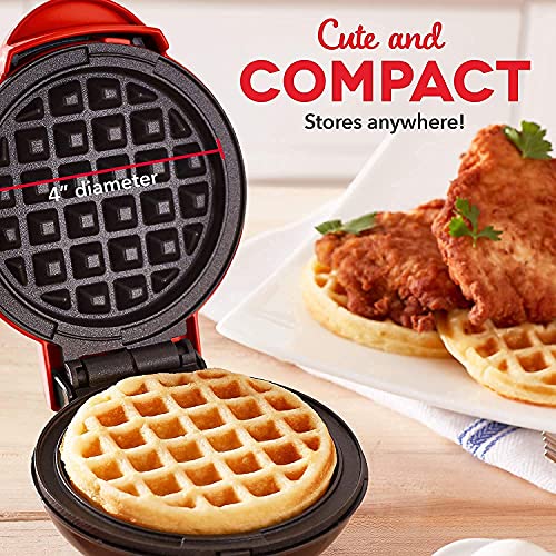 Mini Waffle Maker 4 inch- 350 watts: Stainless Steel Non-Stick Electric Iron Machine for Individual Belgian Waffles, pan Cakes, Other Snacks