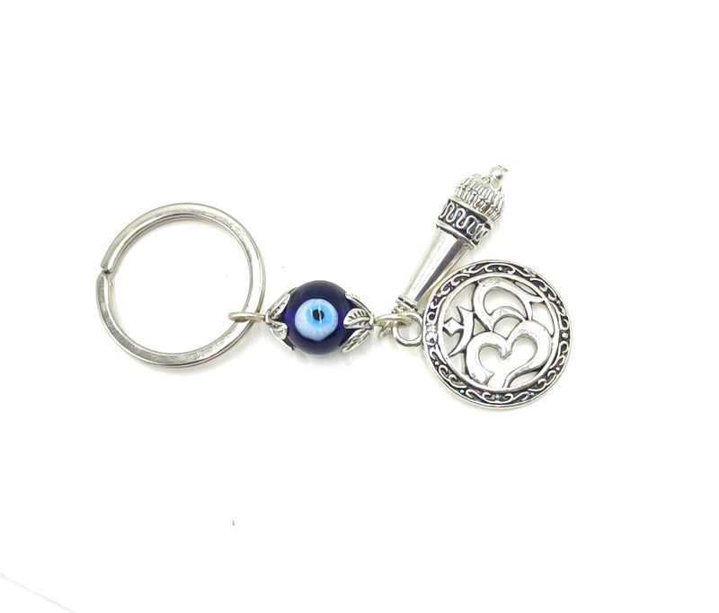 Jaz� Feng Shui Evil Eye-Nazar Suraksha Kavach Key Ring with OM & Hanuman ji Ki Gada Charm- Hanging for Good Luck, Prosperity, Home, Car and Wallet