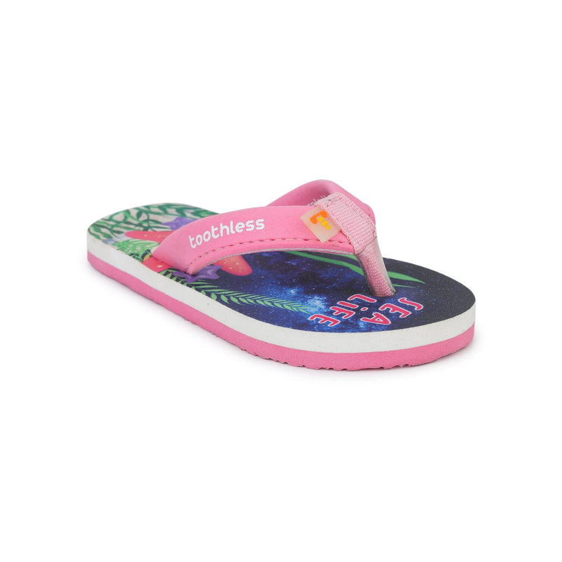 toothless Kids Girls Navy Pink Flip-Flops(TLPGFF4215-5-5.5Y)