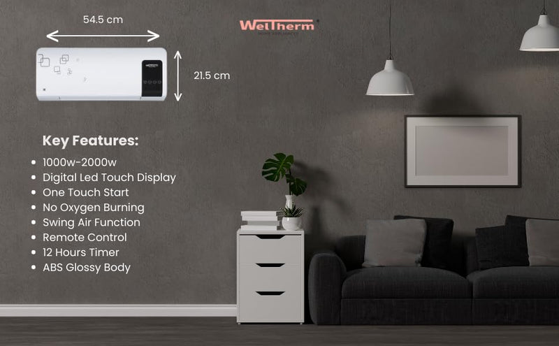 Weltherm 1000/2000 Watts Electric Ptc Wall Mount Heater Wm Scorcher , White