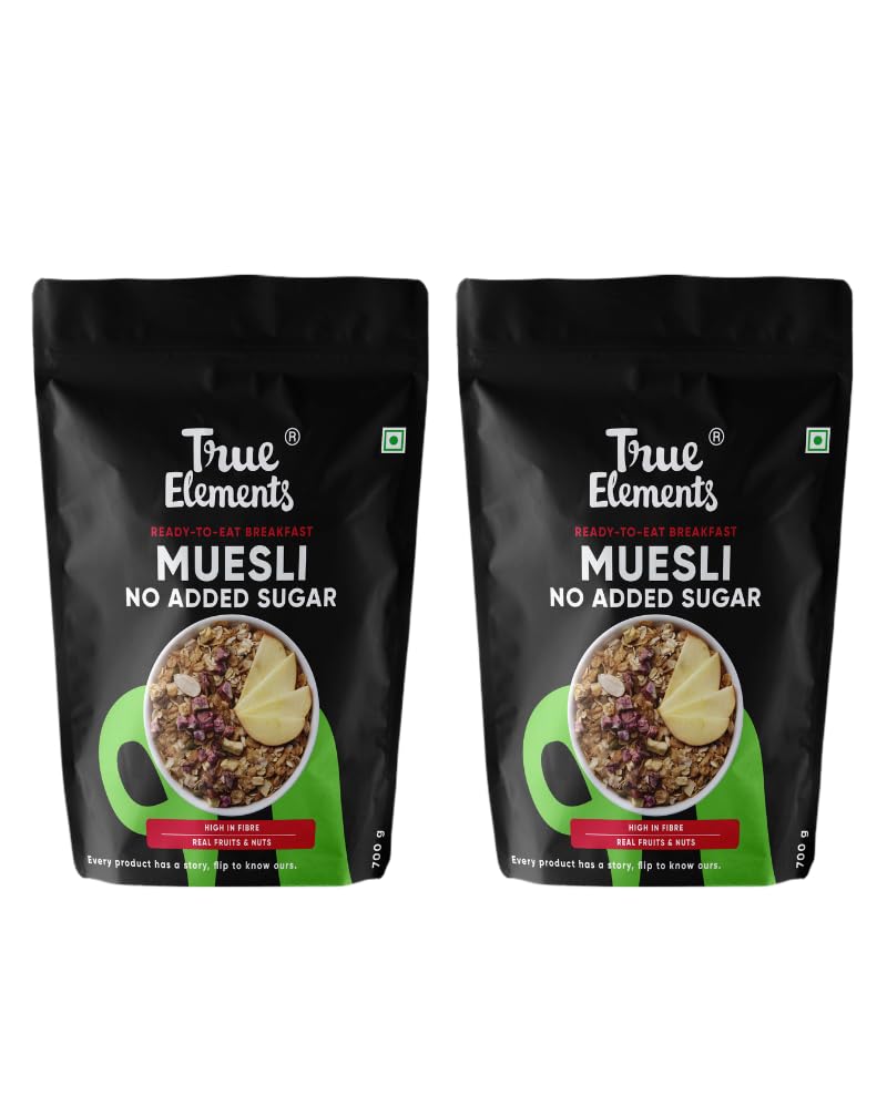 True Elements Muesli No Added Sugar 700g (Buy 1 Get 1 FREE) - 100% Wholegrain Cereal | 14g Clean Protein | Diet Food | Healthy Breakfast