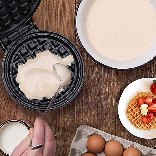 Mini Waffle Maker 4 Inch- 350 Watts: Stainless Steel Non-stick Electric Waffle Maker Machine For Individual Belgian Waffles, Pan Cakes, Paninis Or Other Snacks Home Appliances