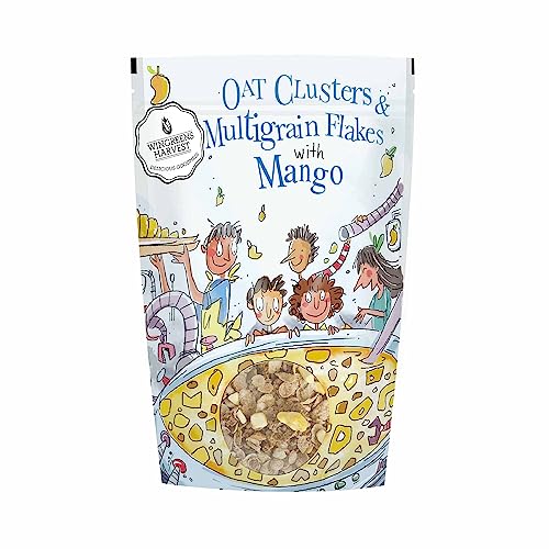 Wingreens Harvest Oats Clusters & Multigrain Flakes With Mango, 350 g| Oats, Granola, Flax Seeds| Breakfast Cereal