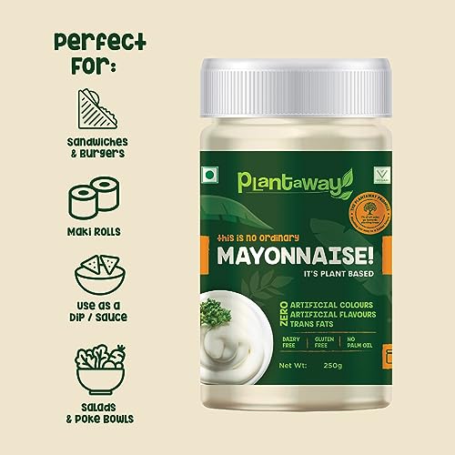 Plantaway Plant Based Vegan Mayonnaise 250g | Dairy & Gluten Free & No Palm Oil | No Artificial Color, Flavor & Trans Fats | Egg Less & 100% Vegetarian