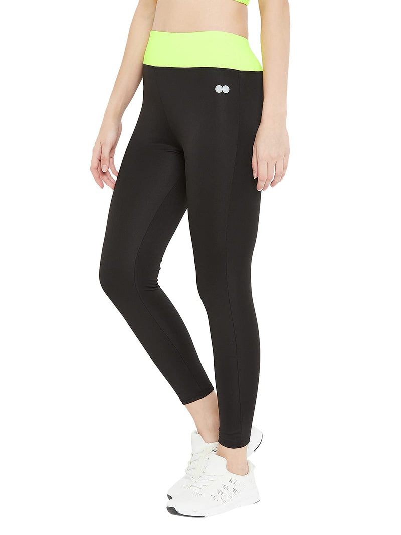 Clovia Women's Slim Fit Polyester Activewear Ankle Length Tights (AB0020P11_Green_L)