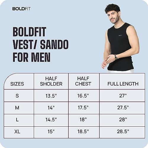 Boldfit Vest for Men Multipurpose Sando for Men for use in Gym, Running,  Outdoor Black Baniyan for Men Sleeveless Undershirts for Men Round Neck Men