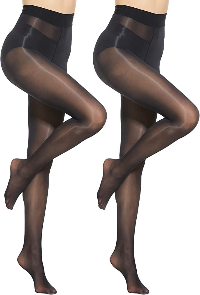 Missby® Women's 20D Sheer Pantyhose Stockings 2 Pairs (Black)