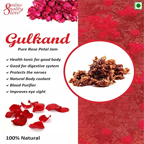 Online Quality Store Natural Gulkand (Rose Petal Jam), 400g | Sun-Cooked Damask Rose Petals & Rock Sugar |Pure gulkand Organic| Gulkand for Paan