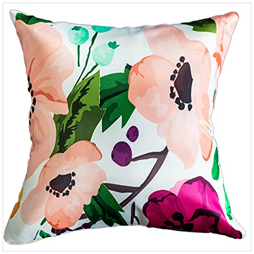 Vendola Microfiber Satin 250TC Blossom Flower Cushion Covers, Multicolour, Set of 5 (16X16 Inches, Blossom)