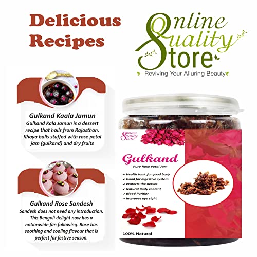 Online Quality Store Natural Gulkand (Rose Petal Jam), 400g | Sun-Cooked Damask Rose Petals & Rock Sugar |Pure gulkand Organic| Gulkand for Paan