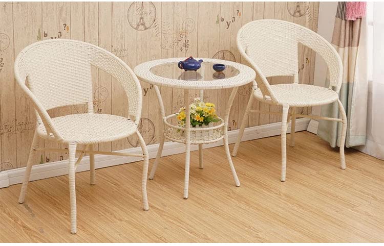 WildMonk� Wicker Patio Furniture Sets for Garden Balcony Outdoor Coffee Chair Table Set 2+1 | Cushion | Powder Coated | UV Protected | Conversation Set | Poolside Lawn Chairs (Off White)