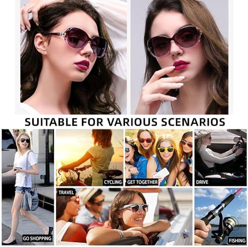 ELEGANTE Sunglasses for Women Fashion Ladies Shades Wrap Frame Trendy Stylish Sun Glasses UV Protection (C3 - PURPLE)