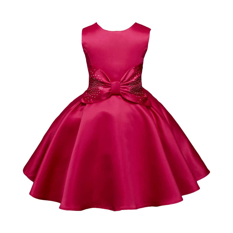 Hopscotch Girls Knee Length Party Dresses Maroon 3-4 Years (HSP-3780075)