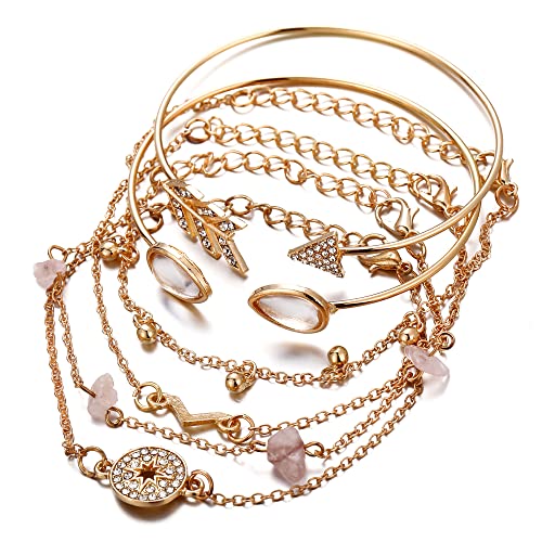 Shining Diva Fashion Latest Stylish Multilayer Gold Plated Bangle Bracelet for Women and Girls (rr14669b) Set of 6