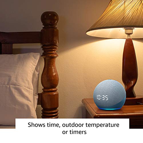 Echo Dot (4th Gen, Blue) with clock combo with Wipro 9W LED smart color Bulb