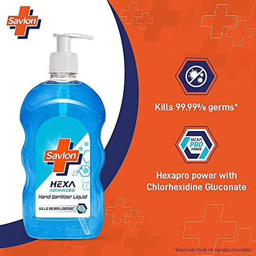 Savlon Hexa Advanced Hand Sanitizer Liquid Pump Pack| 70% Alcohol based with Chlorhexidine Gluconate (CHG)| 500ml, Natural