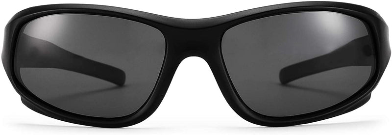 ELEGANTE Unbreakable and Flexible Kids Polarized Sports Sunglasses for Boys Age 3-10, 100% UV Protection (C1 - Black)